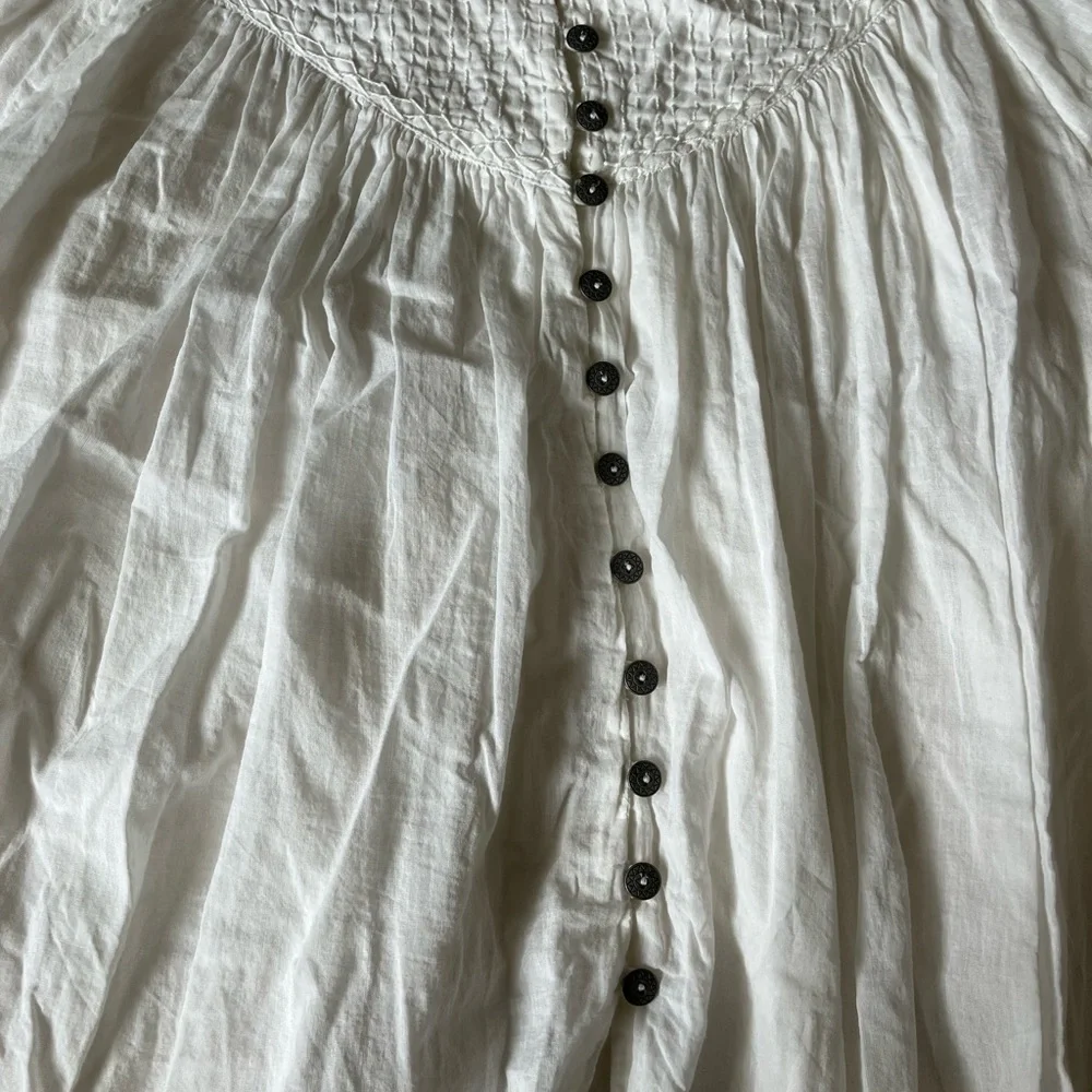 We the free peasant Cotton Button front Embroidered yoke‎ Loose Blouse